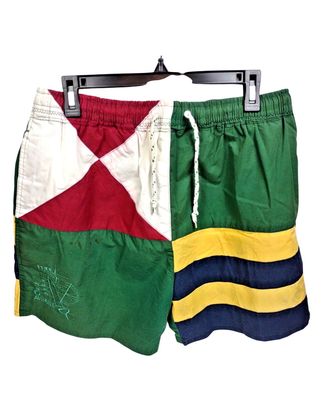 Vintage FREE 90's Swim Trunks Shorts Mens XL Red Yellow Blue Nylon Pockets